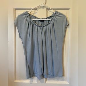 Light blue Talbots blouse with ruffled neck